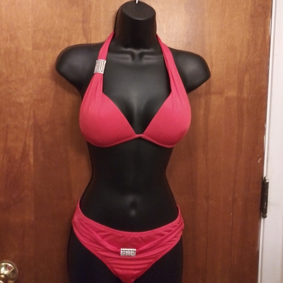 🤑SALE🤑 Summertime Fine Aqua Bling Red Bikini - Picture 5 of 6